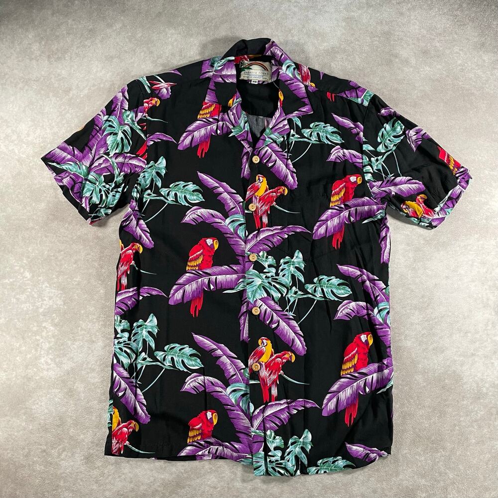 Vintage Paradise Found Magnum PI Parrot Hawaiian Men’s XS